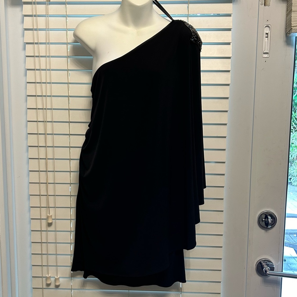 Laundry By Shelli Segal Black One Shoulder Cocktail Dress, Size 10